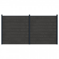Panel ogrodzeniowy 2 pcs WPC i aluminium Czarny