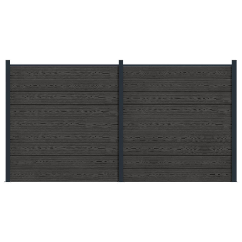 Panel ogrodzeniowy 2 pcs WPC i aluminium Czarny