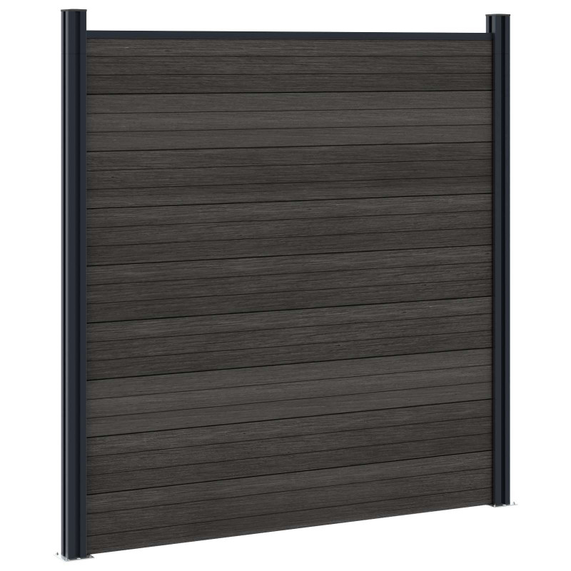 Panel ogrodzeniowy 2 pcs WPC i aluminium Czarny