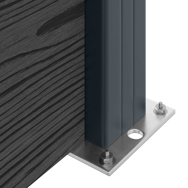 Panel ogrodzeniowy 2 pcs WPC i aluminium Czarny