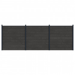 Panel ogrodzeniowy 3 pcs WPC i aluminium Czarny