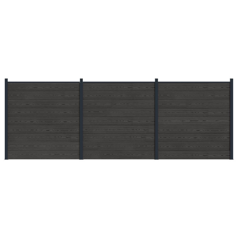 Panel ogrodzeniowy 3 pcs WPC i aluminium Czarny