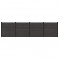 Panel ogrodzeniowy 4 pcs WPC i aluminium Czarny