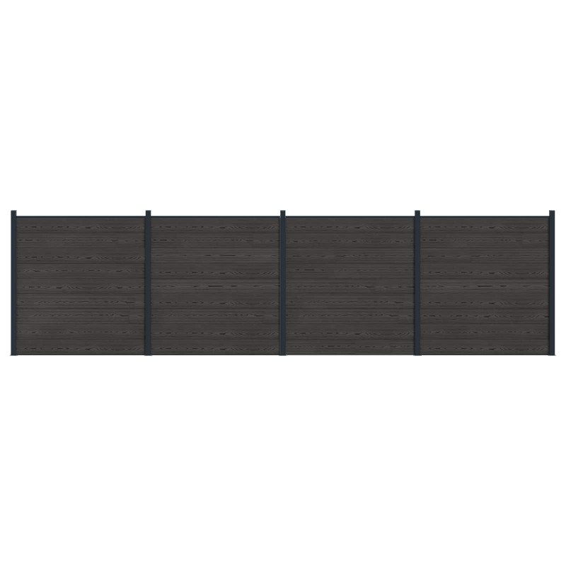 Panel ogrodzeniowy 4 pcs WPC i aluminium Czarny