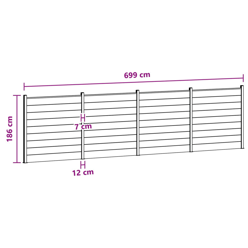 Panel ogrodzeniowy 4 pcs WPC i aluminium Czarny