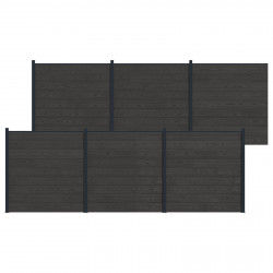 Panel ogrodzeniowy 6 pcs WPC i aluminium Czarny