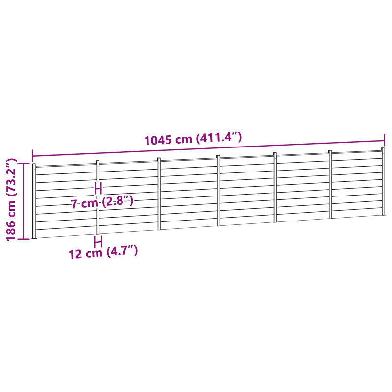 Panel ogrodzeniowy 6 pcs WPC i aluminium Czarny
