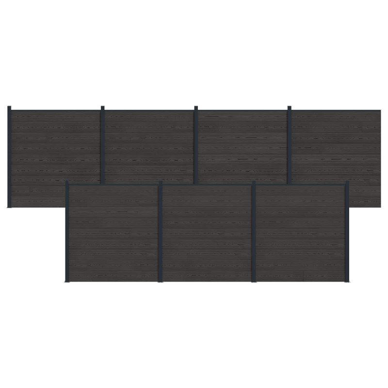 Panel ogrodzeniowy 7 pcs WPC i aluminium Czarny