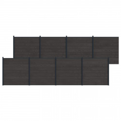 Panel ogrodzeniowy 8 pcs WPC i aluminium Czarny