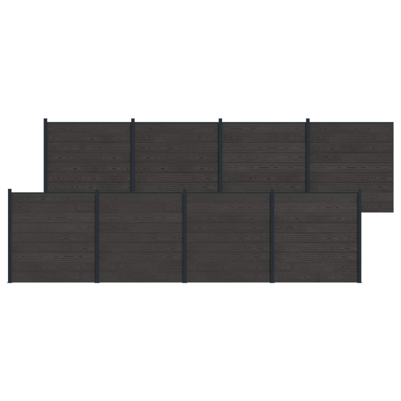Panel ogrodzeniowy 8 pcs WPC i aluminium Czarny