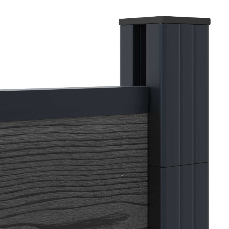 Panel ogrodzeniowy 8 pcs WPC i aluminium Czarny