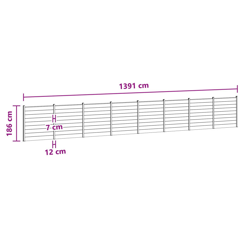 Panel ogrodzeniowy 8 pcs WPC i aluminium Czarny