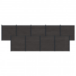 Panel ogrodzeniowy 9 pcs WPC i aluminium Czarny