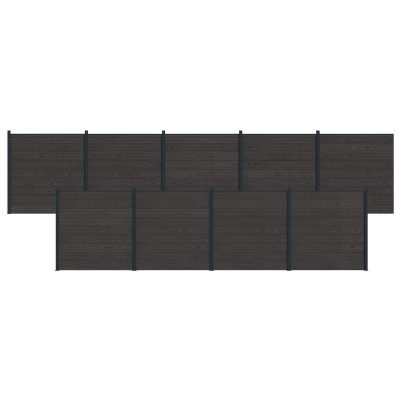 Panel ogrodzeniowy 9 pcs WPC i aluminium Czarny