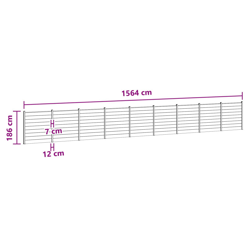 Panel ogrodzeniowy 9 pcs WPC i aluminium Czarny