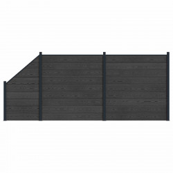 Panel ogrodzeniowy 3 pcs WPC i aluminium Czarny