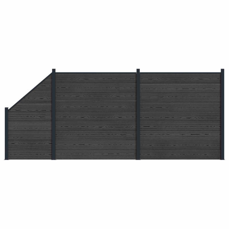 Panel ogrodzeniowy 3 pcs WPC i aluminium Czarny