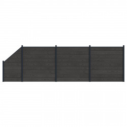 Panel ogrodzeniowy 4 pcs WPC i aluminium Czarny