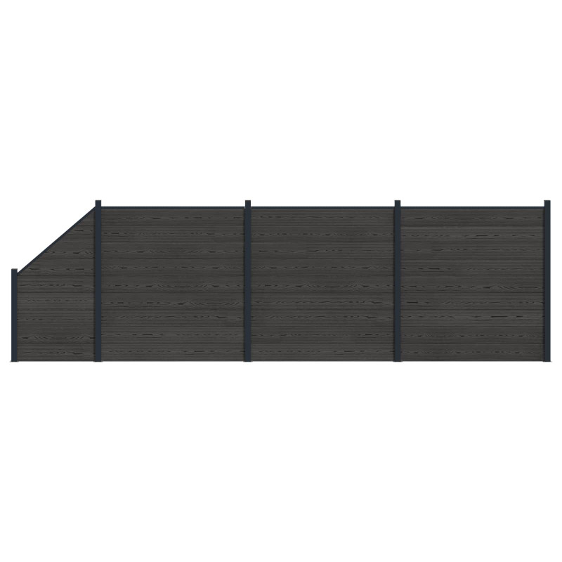 Panel ogrodzeniowy 4 pcs WPC i aluminium Czarny