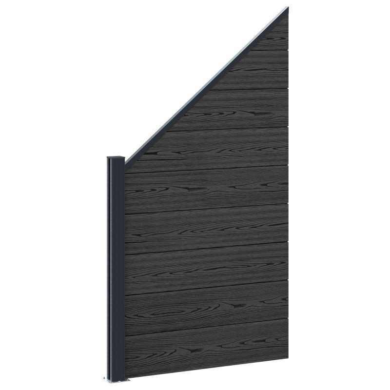 Panel ogrodzeniowy 4 pcs WPC i aluminium Czarny