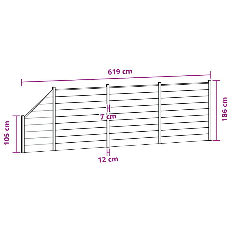 Panel ogrodzeniowy 4 pcs WPC i aluminium Czarny