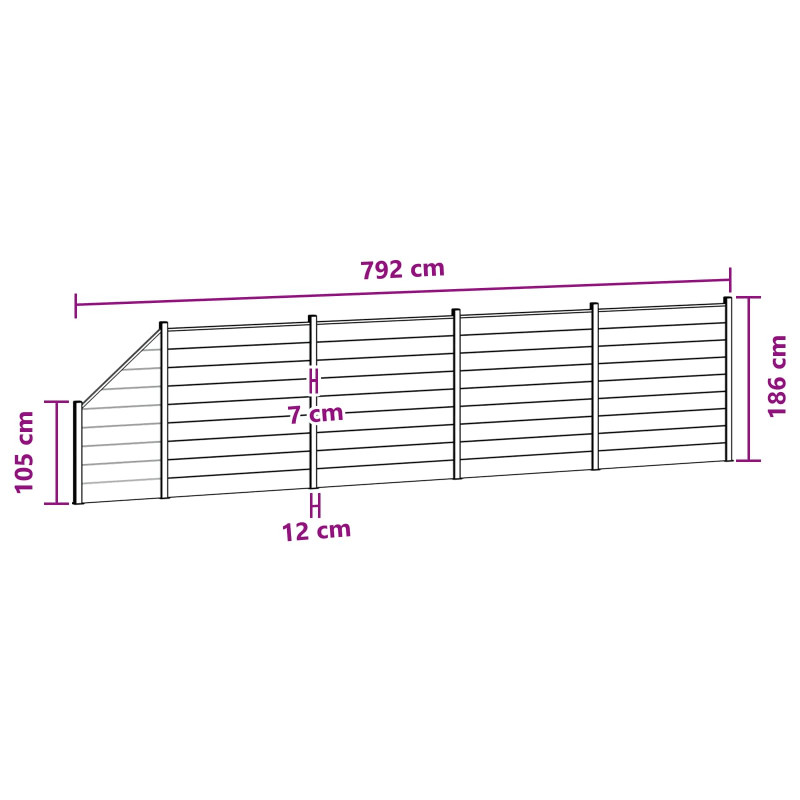 Panel ogrodzeniowy 5 pcs WPC i aluminium Czarny