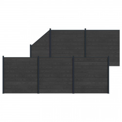 Panel ogrodzeniowy 6 pcs WPC i aluminium Czarny