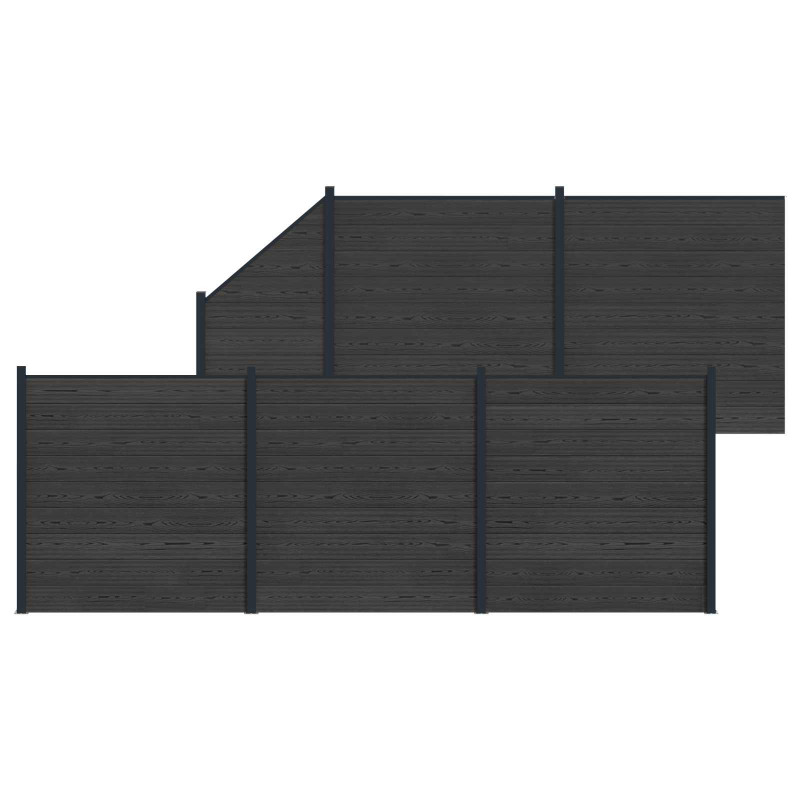 Panel ogrodzeniowy 6 pcs WPC i aluminium Czarny