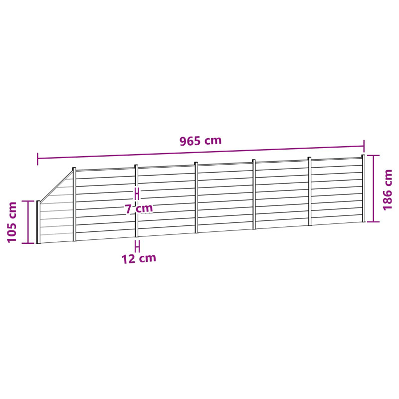 Panel ogrodzeniowy 6 pcs WPC i aluminium Czarny
