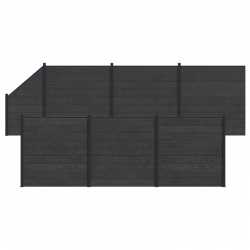Panel ogrodzeniowy 7 pcs WPC i aluminium Czarny
