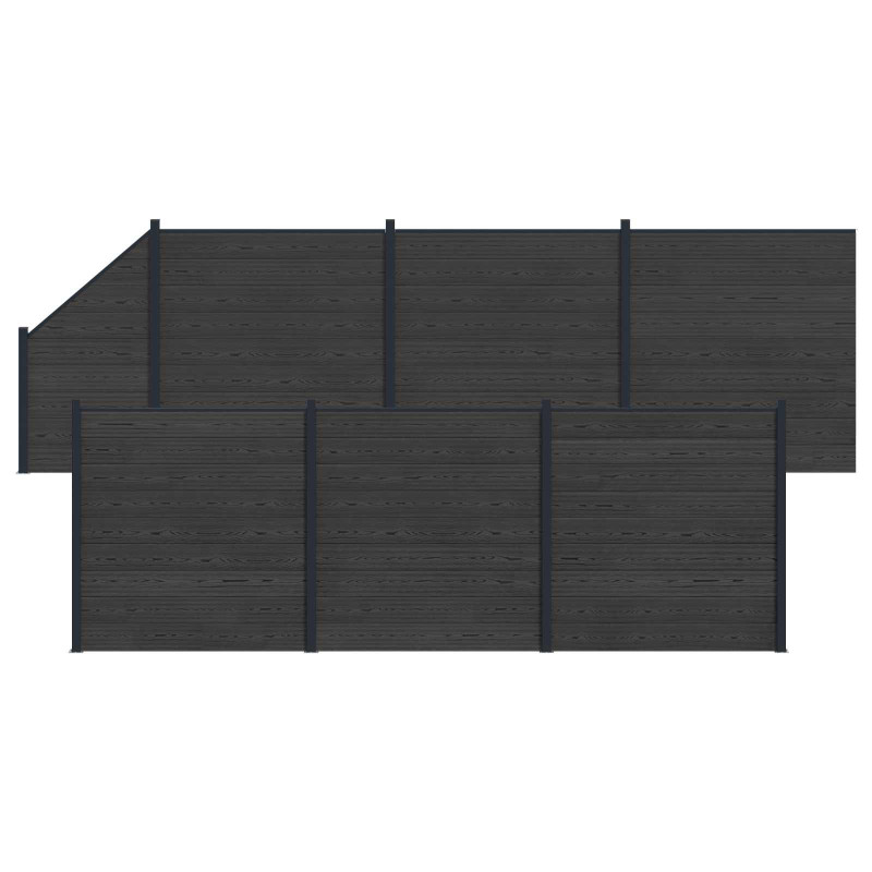 Panel ogrodzeniowy 7 pcs WPC i aluminium Czarny