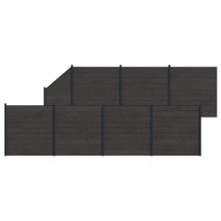 Panel ogrodzeniowy 8 pcs WPC i aluminium Czarny