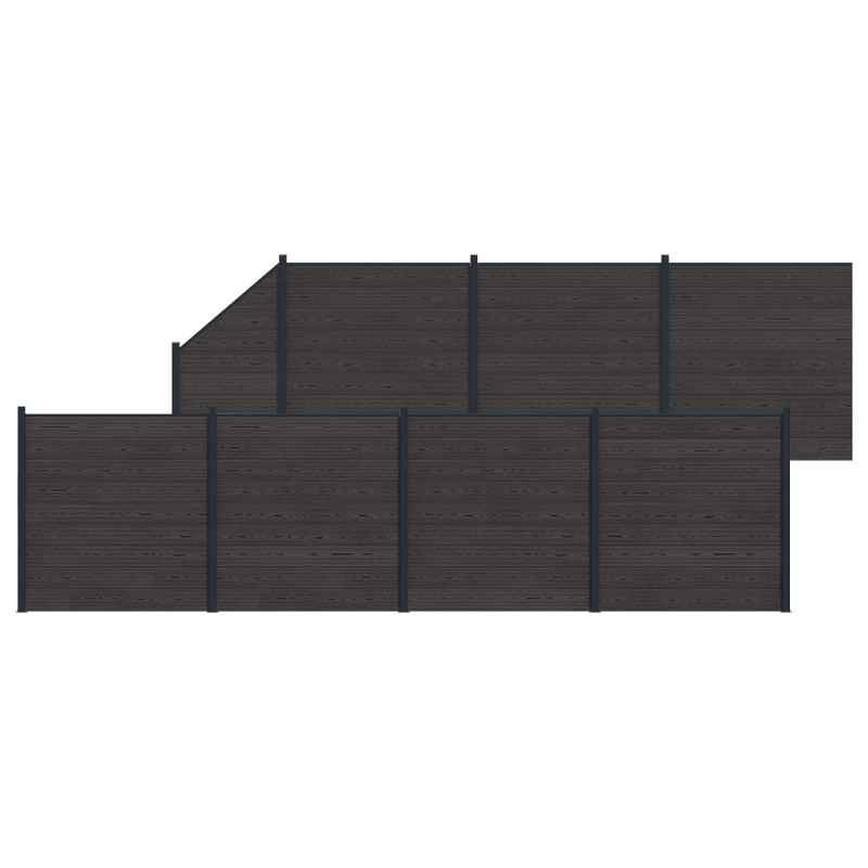 Panel ogrodzeniowy 8 pcs WPC i aluminium Czarny