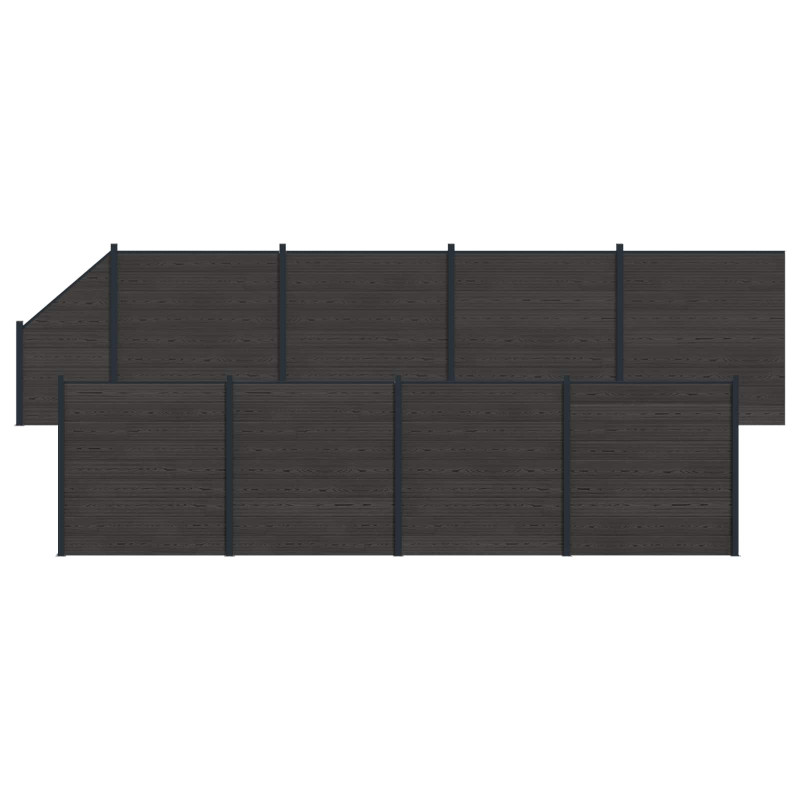 Panel ogrodzeniowy 9 pcs WPC i aluminium Czarny