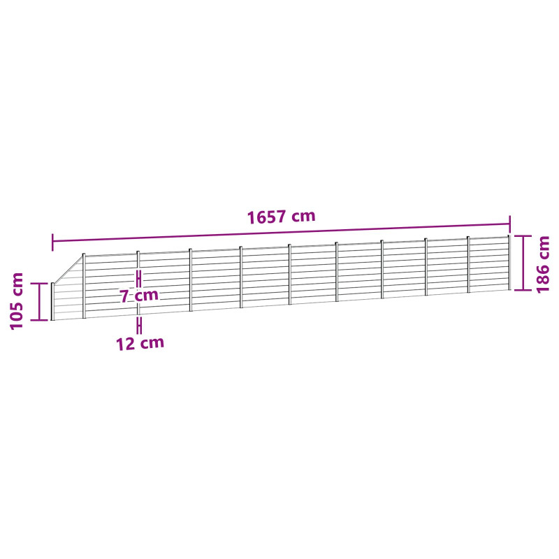 Panel ogrodzeniowy 10 pcs WPC i aluminium Czarny