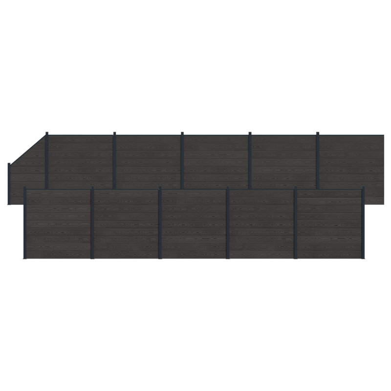 Panel ogrodzeniowy 11 pcs WPC i aluminium Czarny