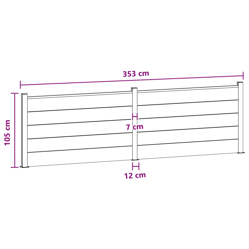 Panel ogrodzeniowy 2 pcs WPC i aluminium brązowy