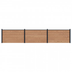 Panel ogrodzeniowy 3 pcs WPC i aluminium brązowy