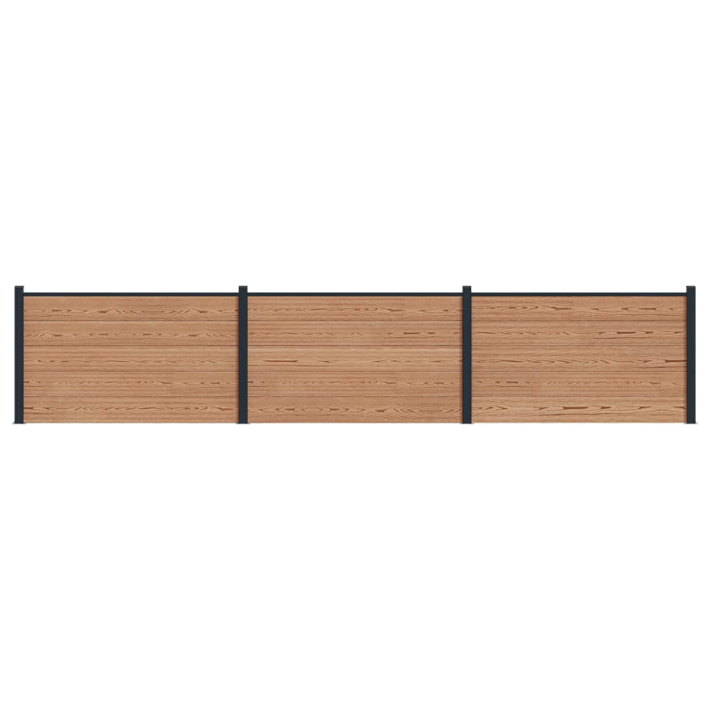 Panel ogrodzeniowy 3 pcs WPC i aluminium brązowy
