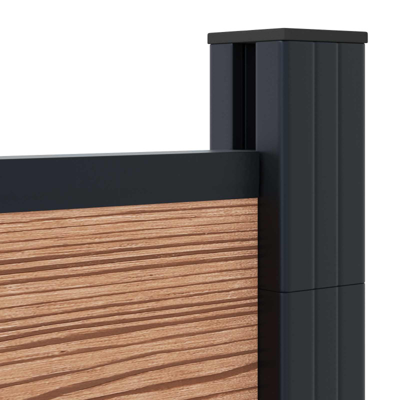 Panel ogrodzeniowy 4 pcs WPC i aluminium brązowy