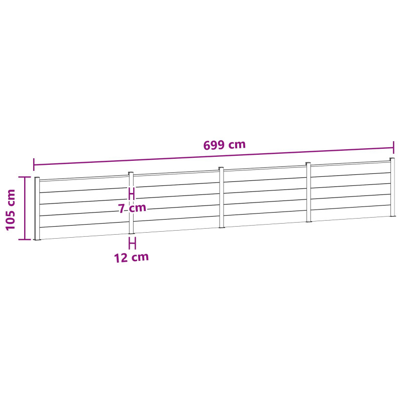 Panel ogrodzeniowy 4 pcs WPC i aluminium brązowy