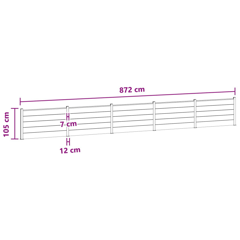 Panel ogrodzeniowy 5 pcs WPC i aluminium brązowy