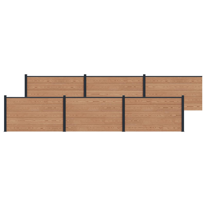 Panel ogrodzeniowy 6 pcs WPC i aluminium brązowy