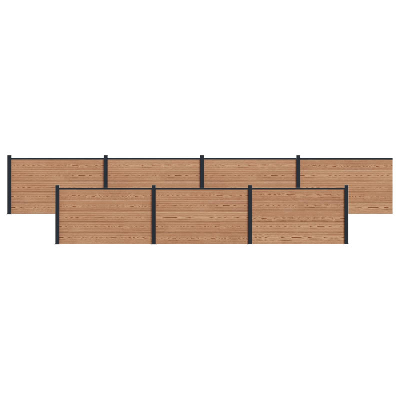 Panel ogrodzeniowy 7 pcs WPC i aluminium brązowy