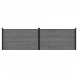 Panel ogrodzeniowy 2 pcs WPC i aluminium Szary