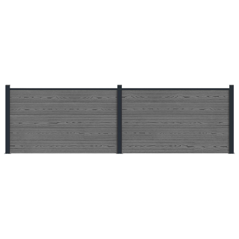 Panel ogrodzeniowy 2 pcs WPC i aluminium Szary