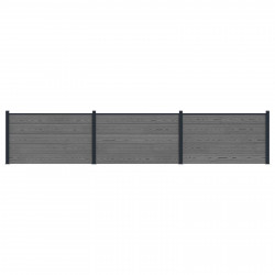 Panel ogrodzeniowy 3 pcs WPC i aluminium Szary