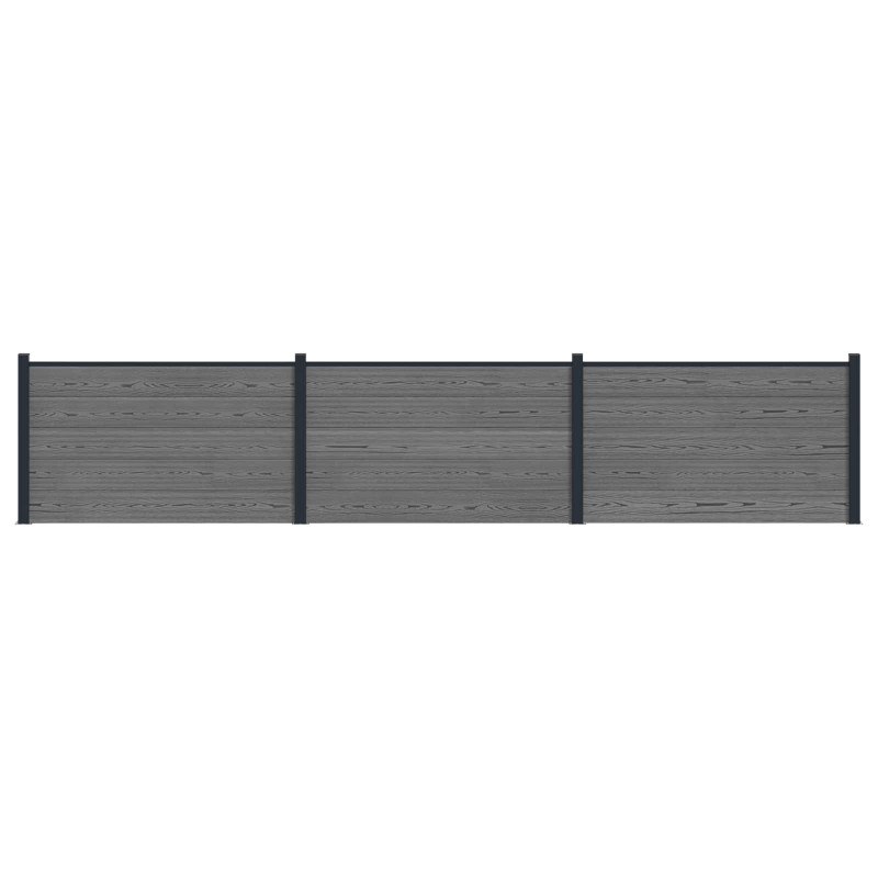 Panel ogrodzeniowy 3 pcs WPC i aluminium Szary