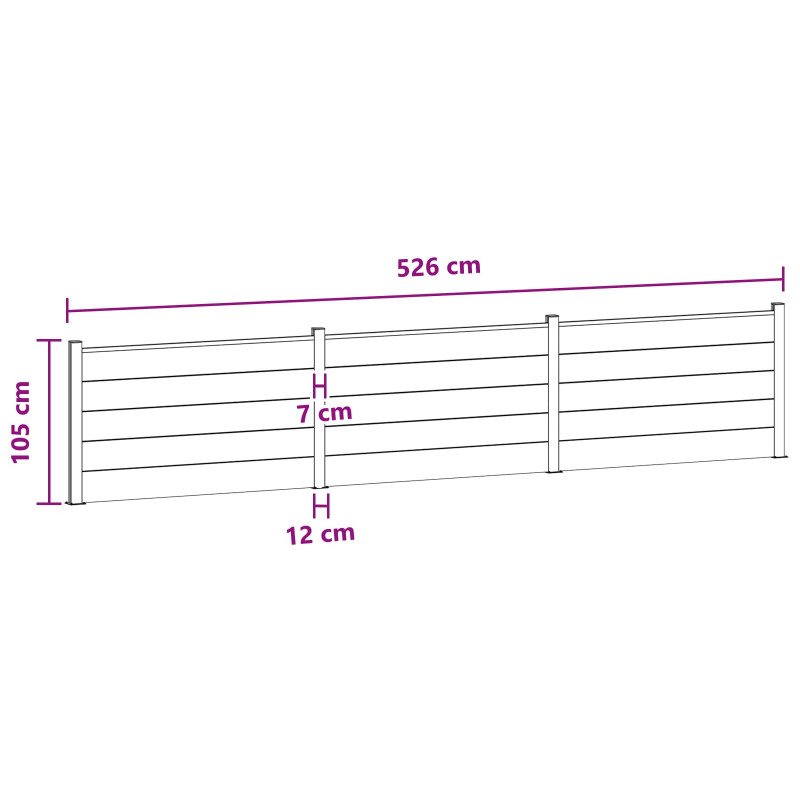 Panel ogrodzeniowy 3 pcs WPC i aluminium Szary