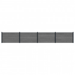 Panel ogrodzeniowy 4 pcs WPC i aluminium Szary